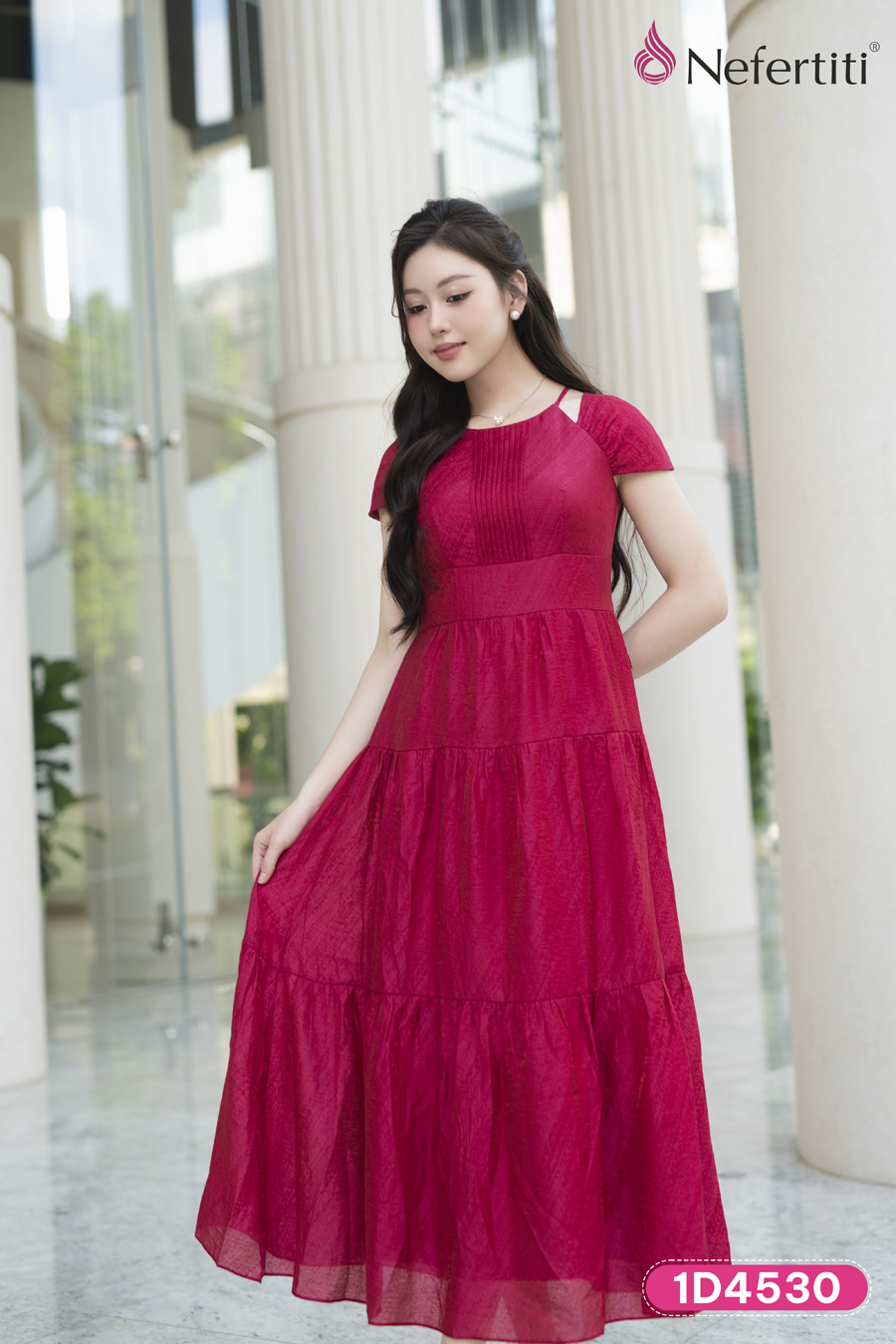 1D4530 - Đầm maxi cổ yếm cách điệu