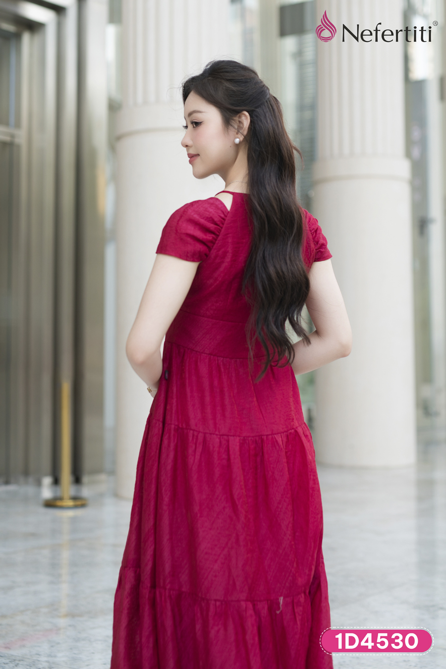 1D4530 - Đầm maxi cổ yếm cách điệu