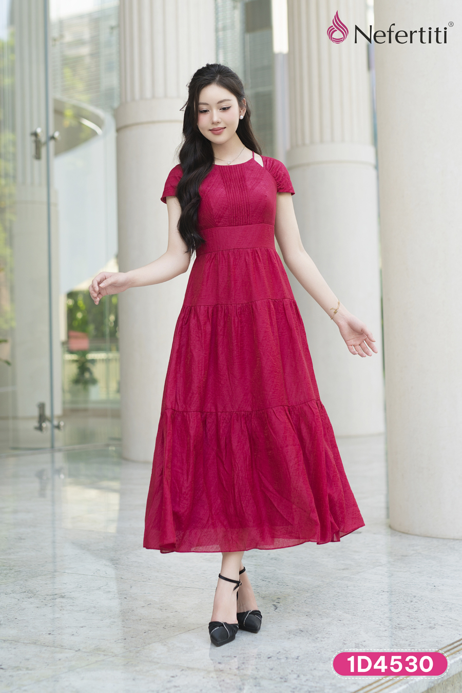 1D4530 - Đầm maxi cổ yếm cách điệu