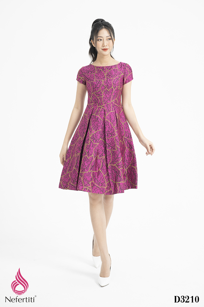 3D3210 - ĐẦM HỌA TIẾT DÁNG XÒE