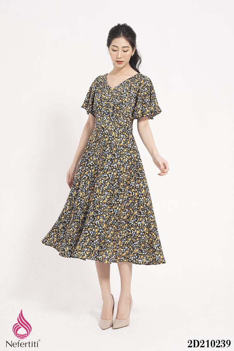 2D210239 - ĐẦM HỌA TIẾT DÁNG XÒE