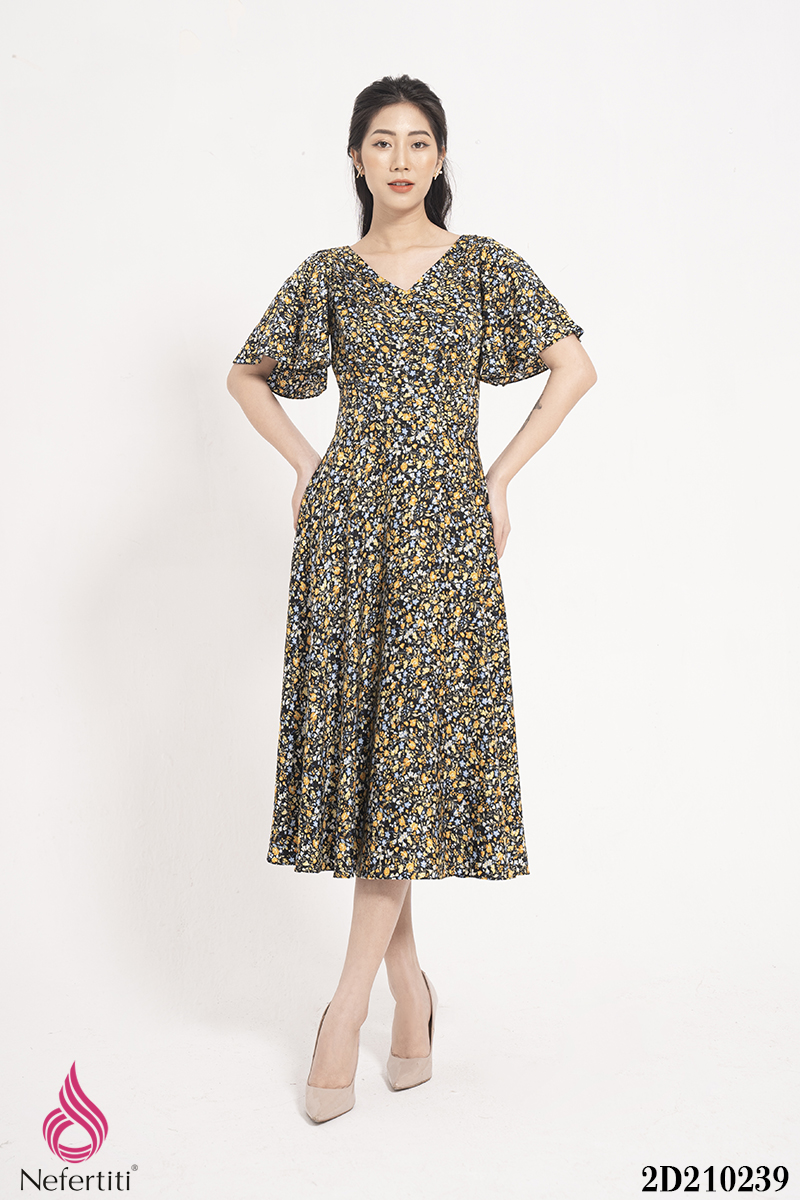 2D210239 - ĐẦM HỌA TIẾT DÁNG XÒE