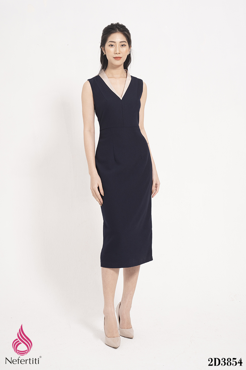 2D3854 - ĐẦM CỔ V XẺ LƯNG QUYẾN RŨ