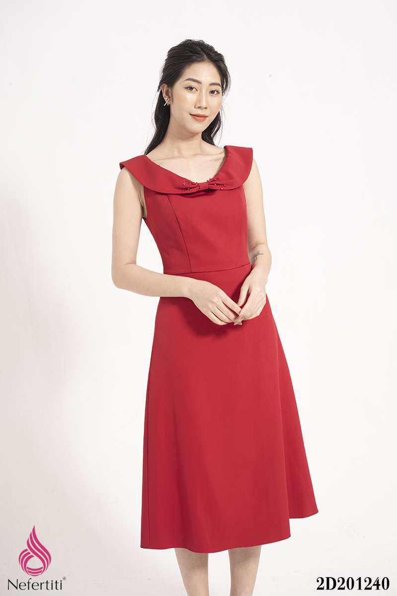 2D201240 - ĐẦM ĐỎ DÁNG A