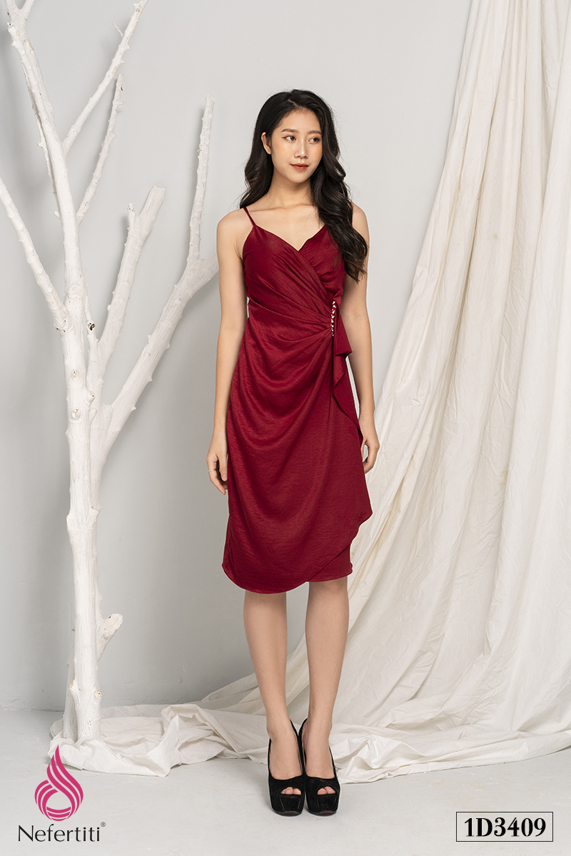 1D3409 - ĐẦM 2 DÂY XẾP BÈO RỦ CÁCH ĐIỆU