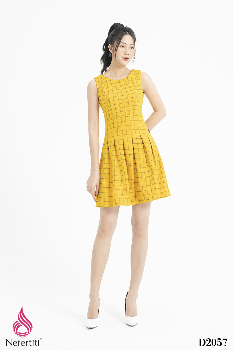 3D2057 - ĐẦM KẺ XẾP LI DÁNG XÒE