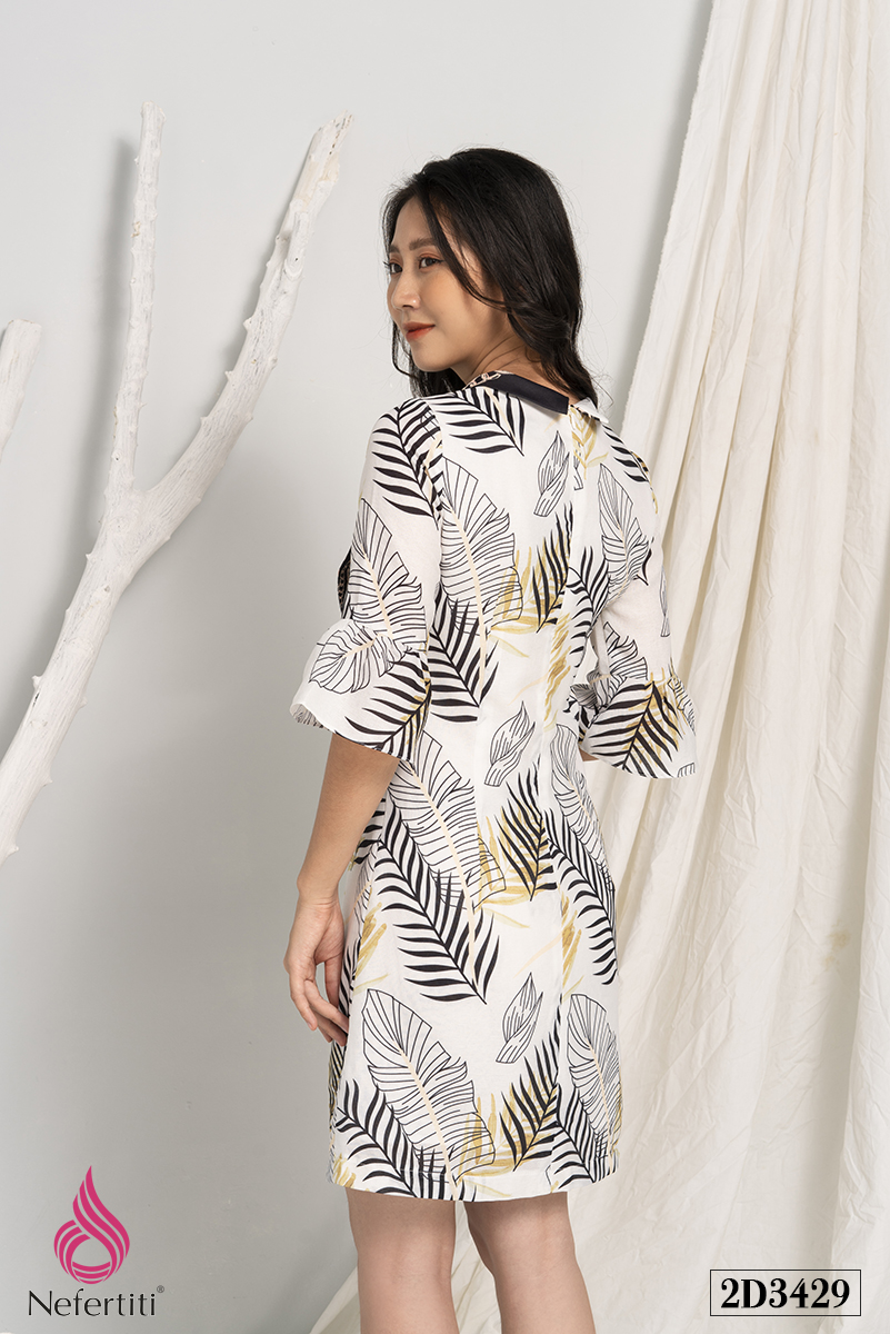 2D3429 - ĐẦM HỌA TIẾT DÁNG SUÔNG