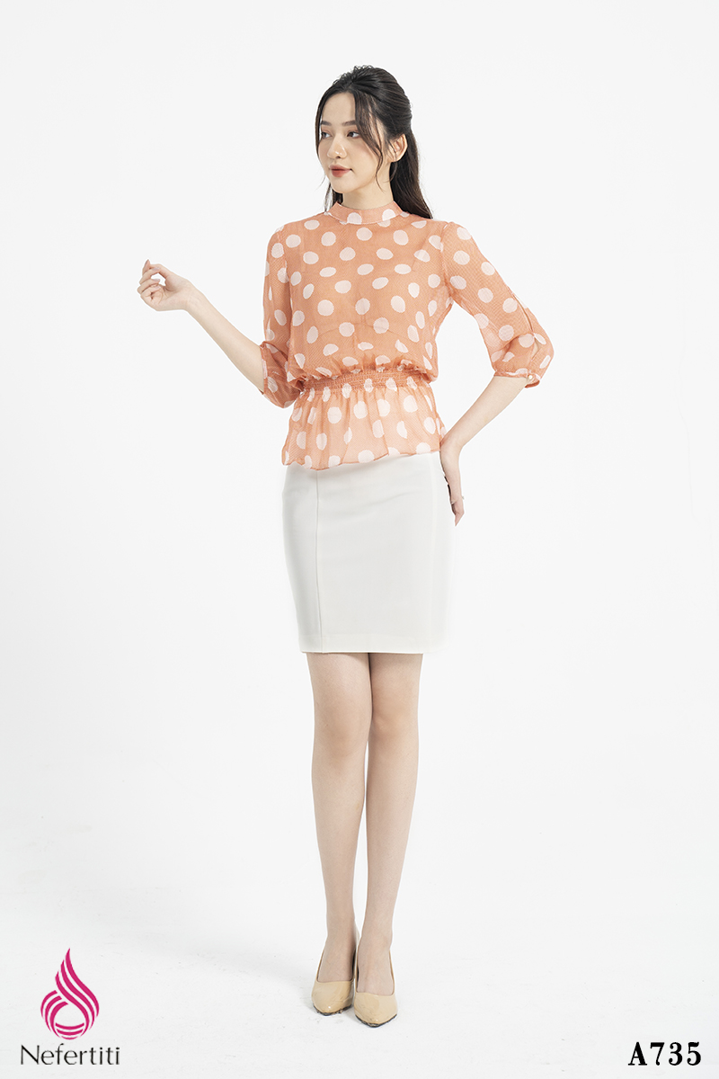 2A735 - ÁO CHẤM BI CÁCH ĐIỆU