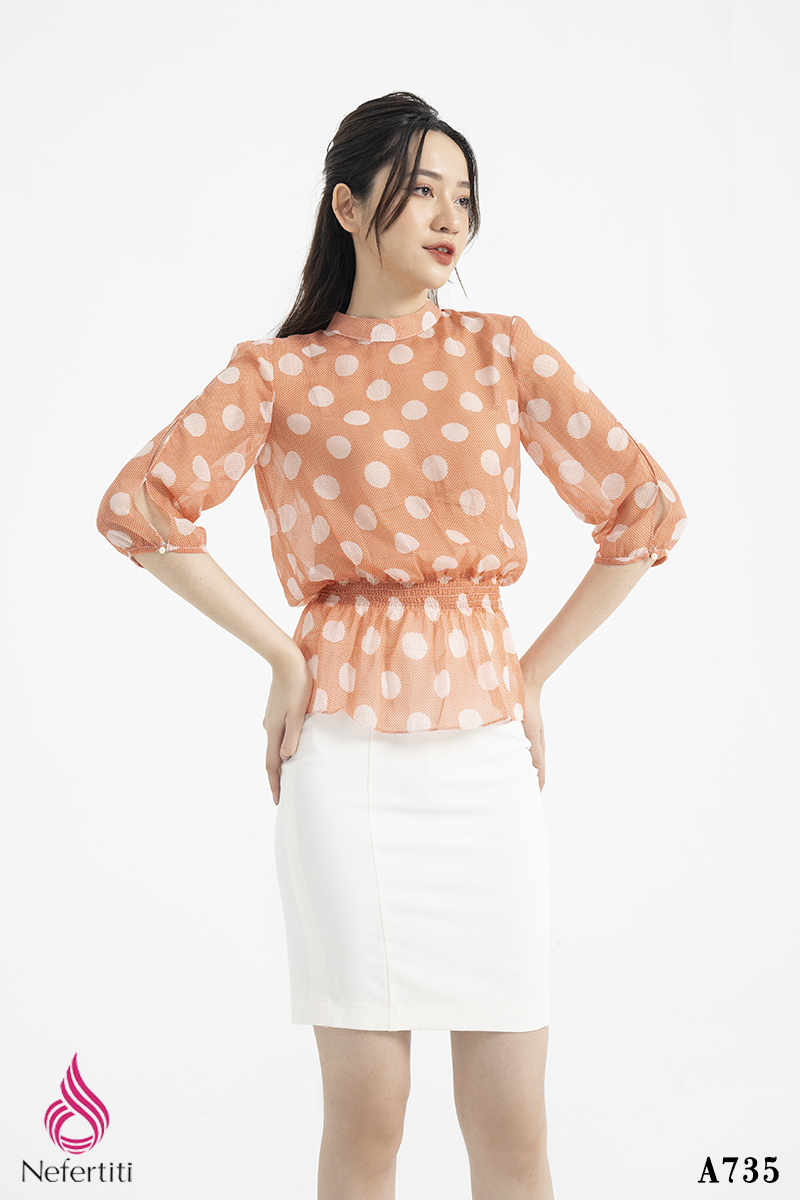 2A735 - ÁO CHẤM BI CÁCH ĐIỆU