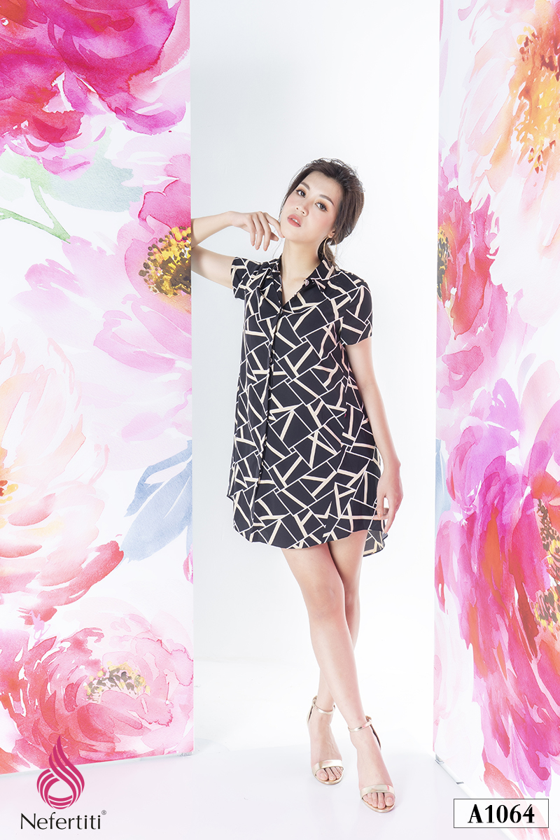 1A1064 - ÁO SOMI HỌA TIẾT DÁNG DÀI