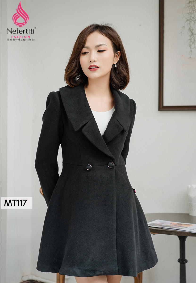 3MT117-DE - ÁO MĂNG TÔ ĐEN