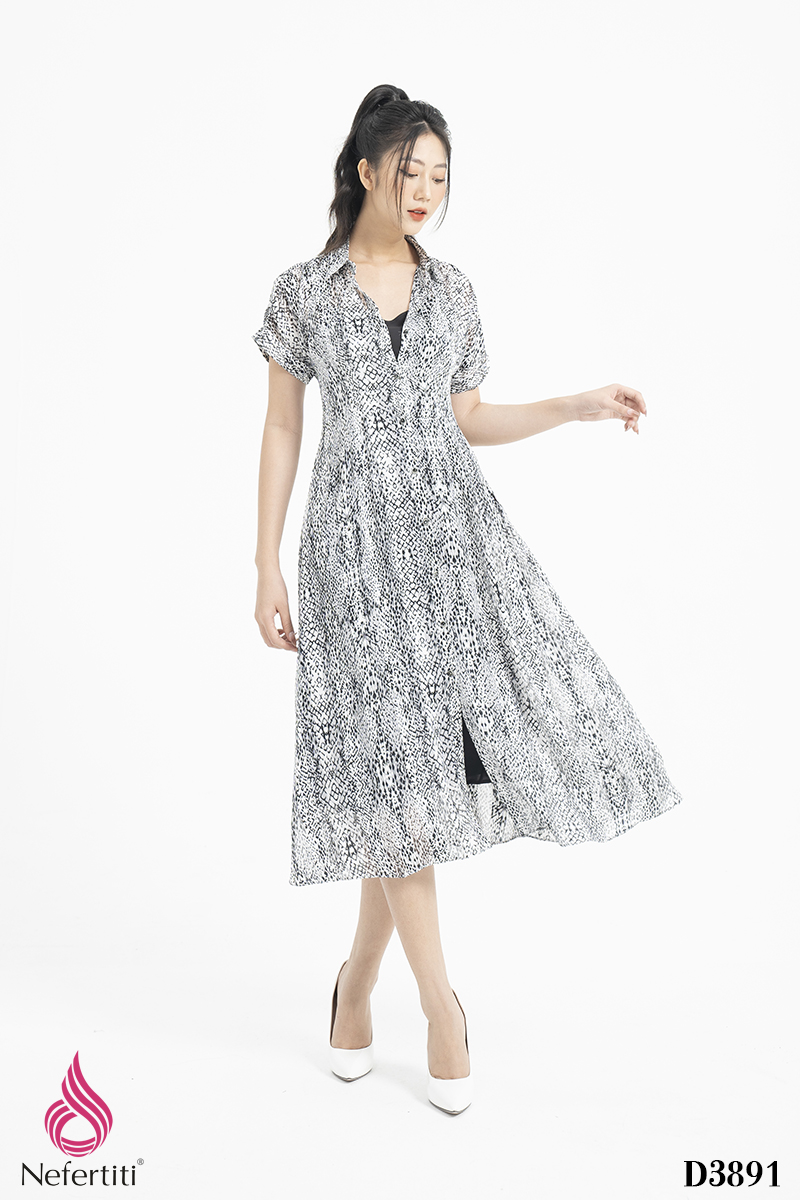 1D3891 - ĐẦM SƠ MI DÁNG XÒE