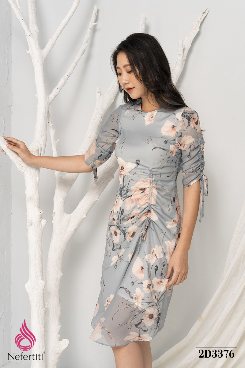 2D3376 - ĐẦM VOAN HỌA TIẾT