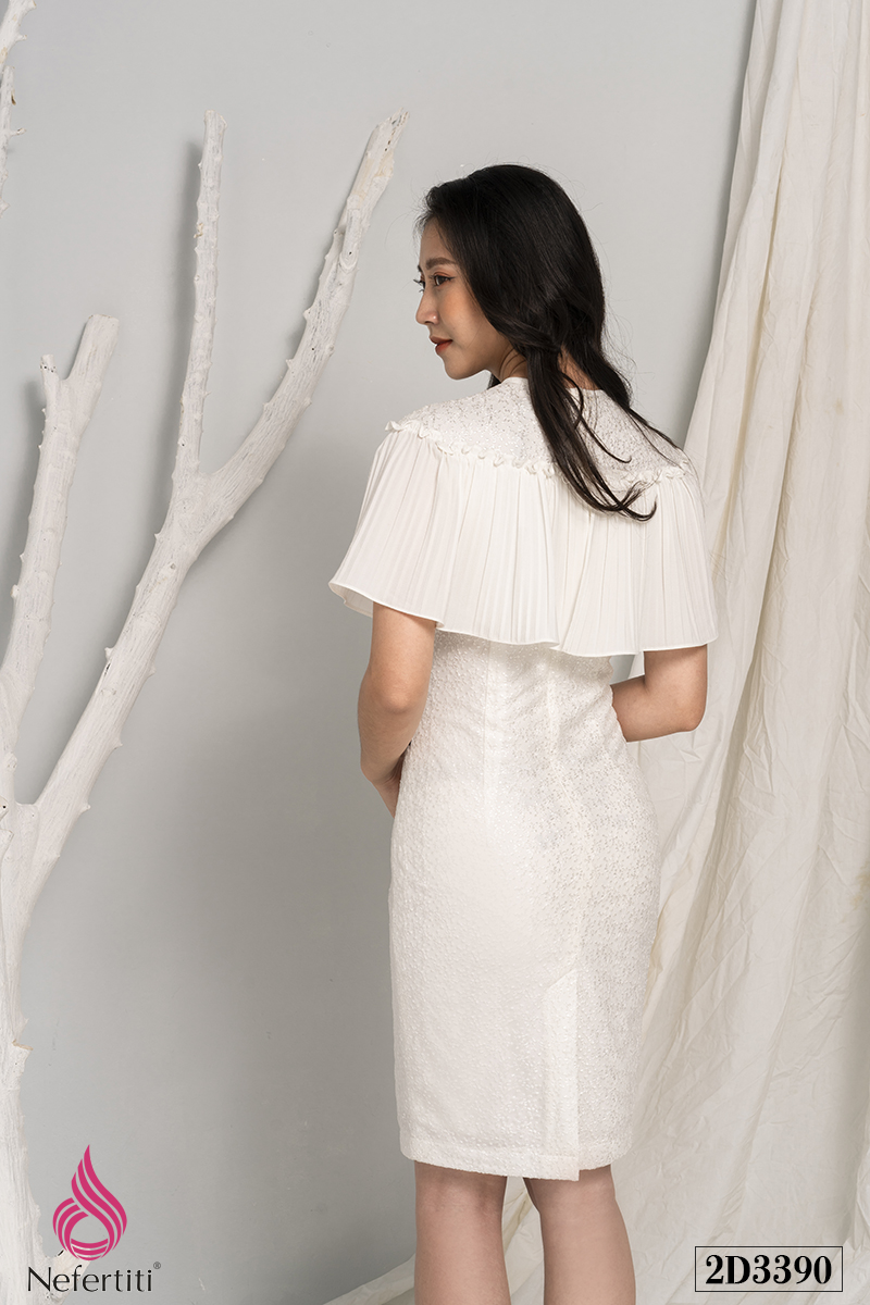 2D3390 - ĐẦM REN TRẮNG CÁCH ĐIỆU
