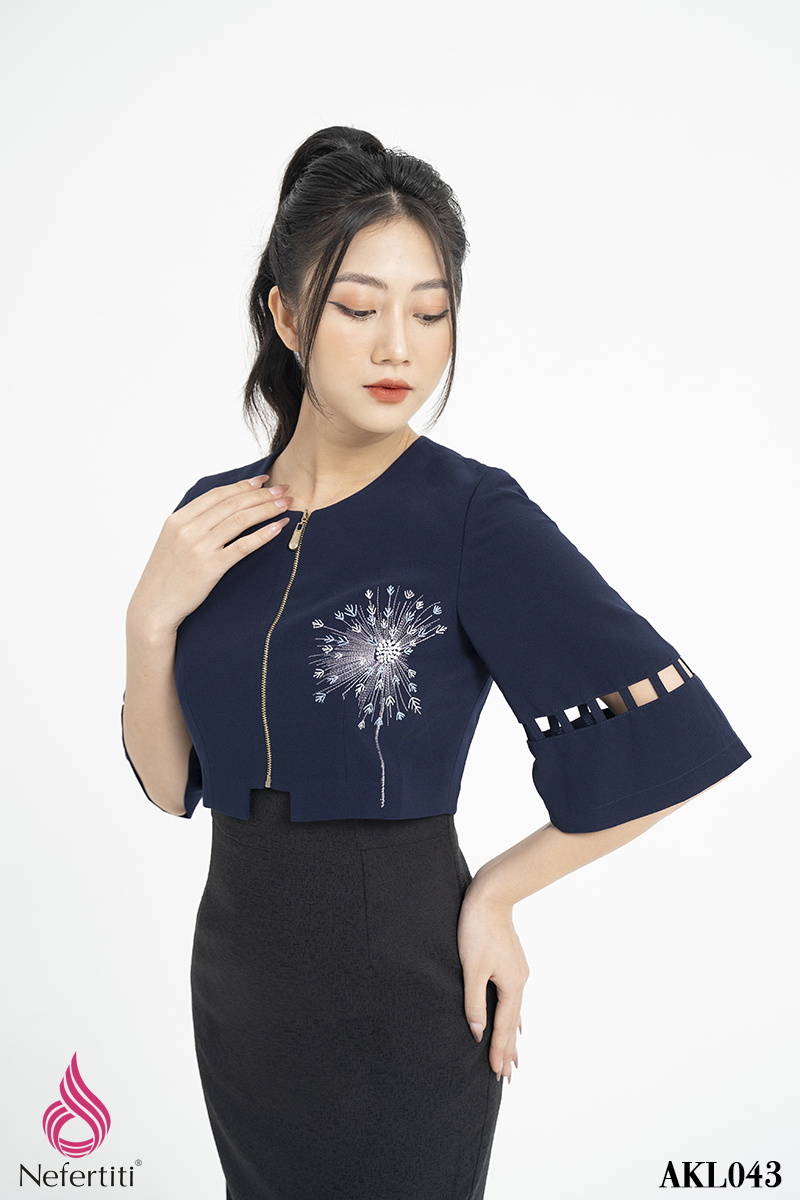 2AKL043 - ÁO KHOÁC LỬNG THÊU HỌA TIẾT