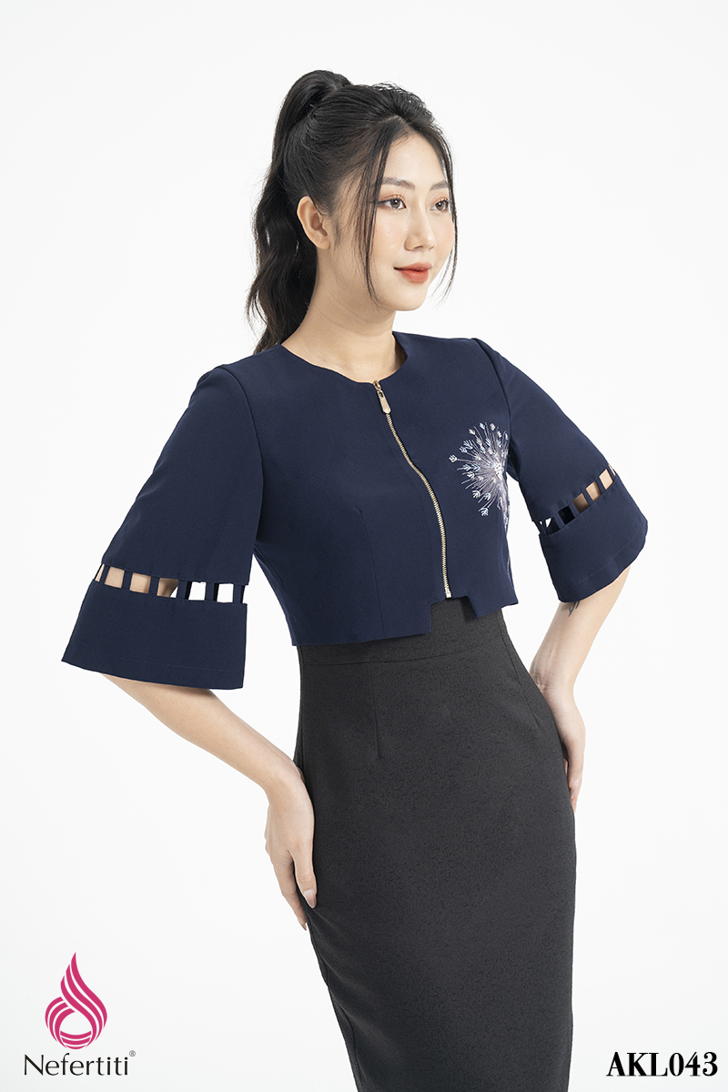 2AKL043 - ÁO KHOÁC LỬNG THÊU HỌA TIẾT