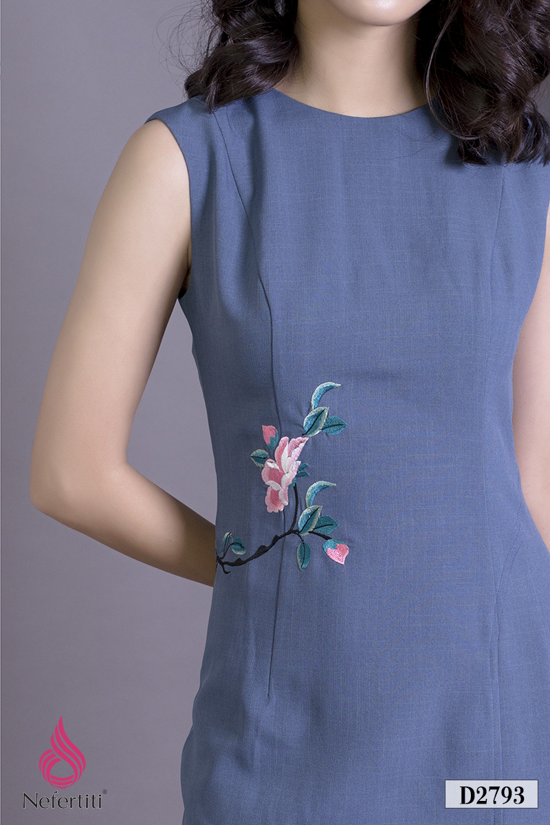 3D2793 - ĐẦM THÊU HOA XẺ ĐÙI QUYẾN RŨ