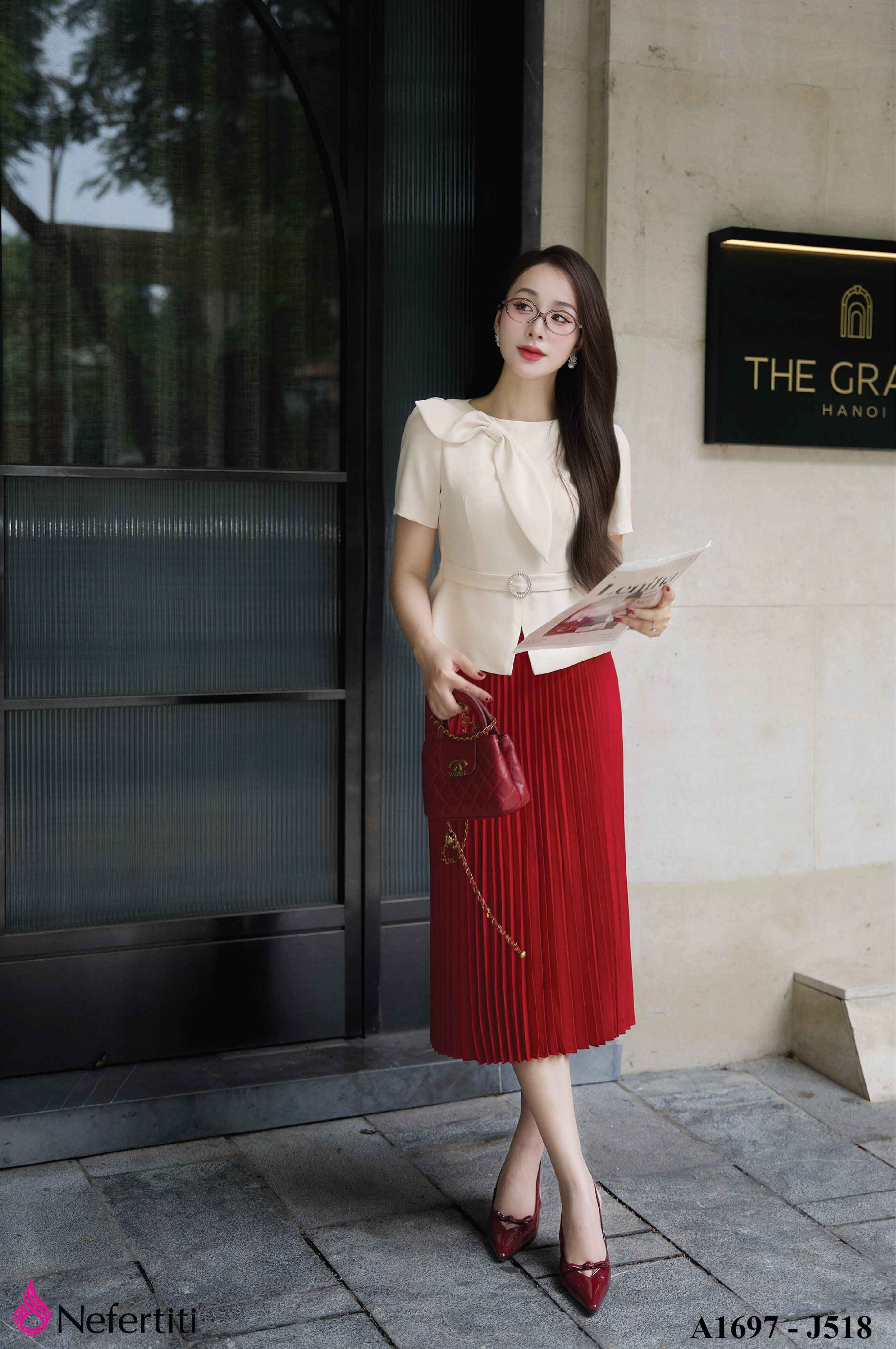 2A1697 - Áo sơ mi cách điệu nơ xinh sang trọng