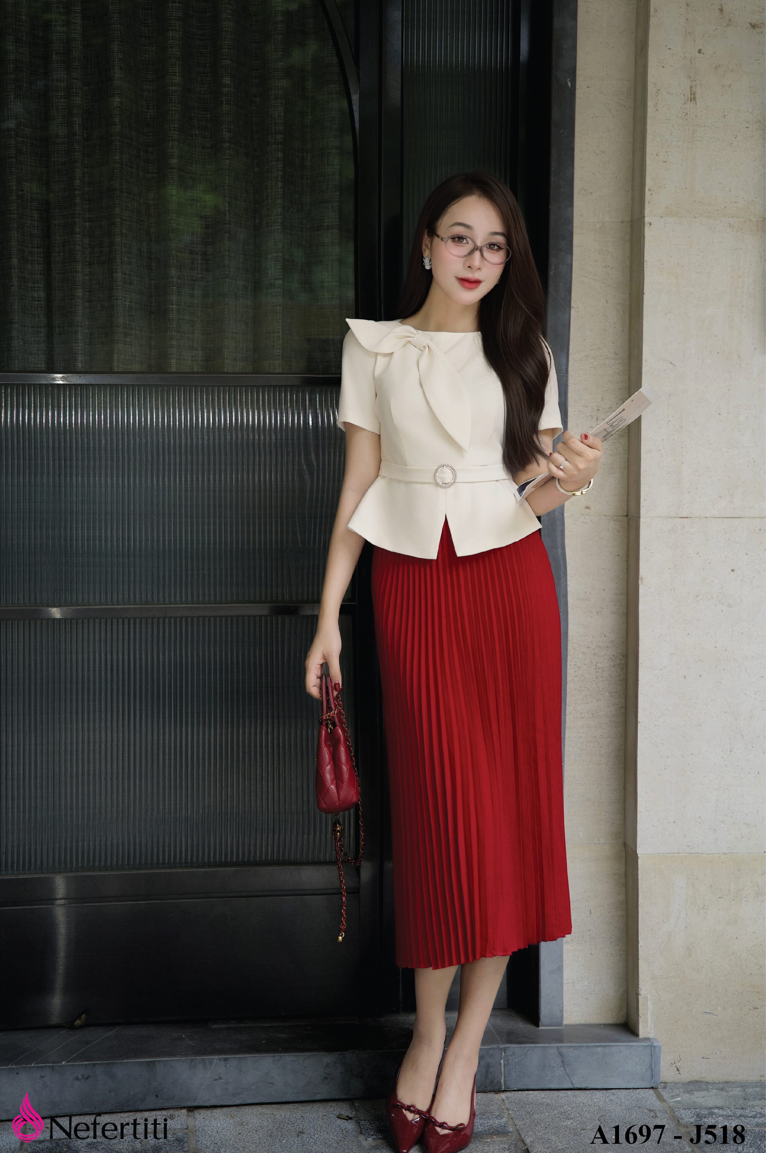 2A1697 - Áo sơ mi cách điệu nơ xinh sang trọng