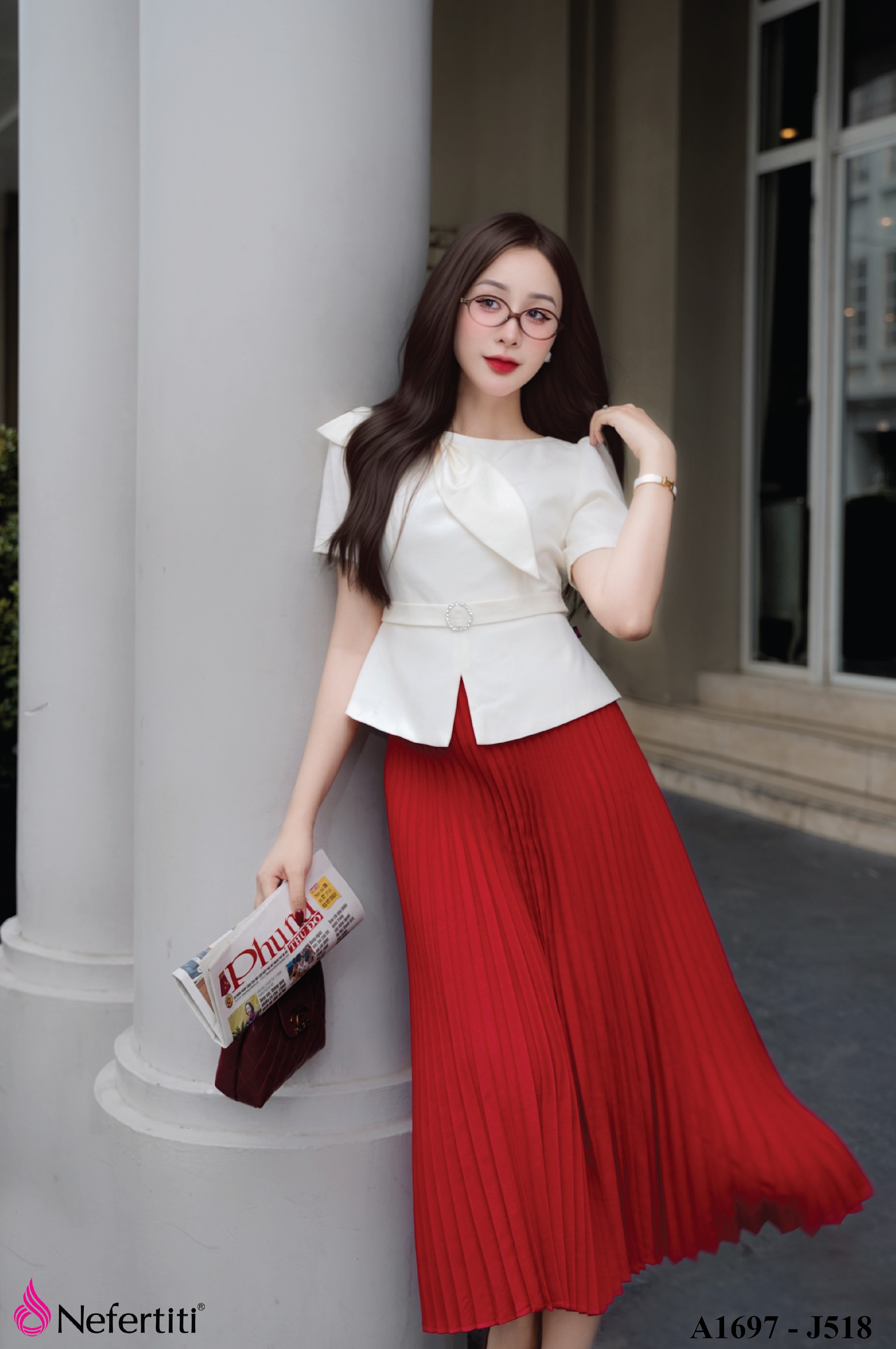 1J518 - Juyp xếp ly đỏ nổi bật