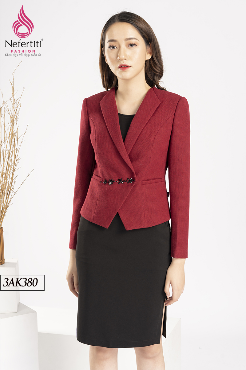 3AK380 - ÁO VEST DÁNG NGẮN ĐÍNH ĐÁ TRANG TRÍ