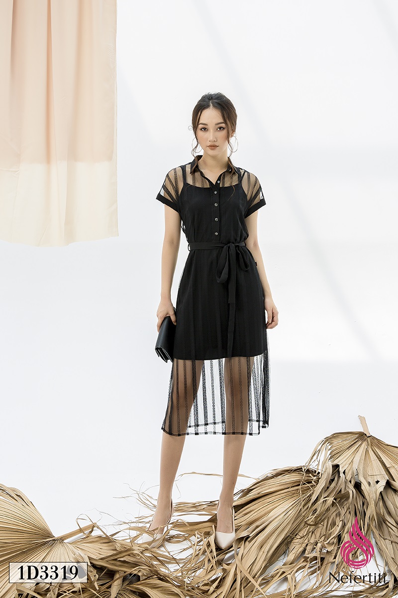 1D3319 - ĐẦM PHỐI REN CÁCH ĐIỆU