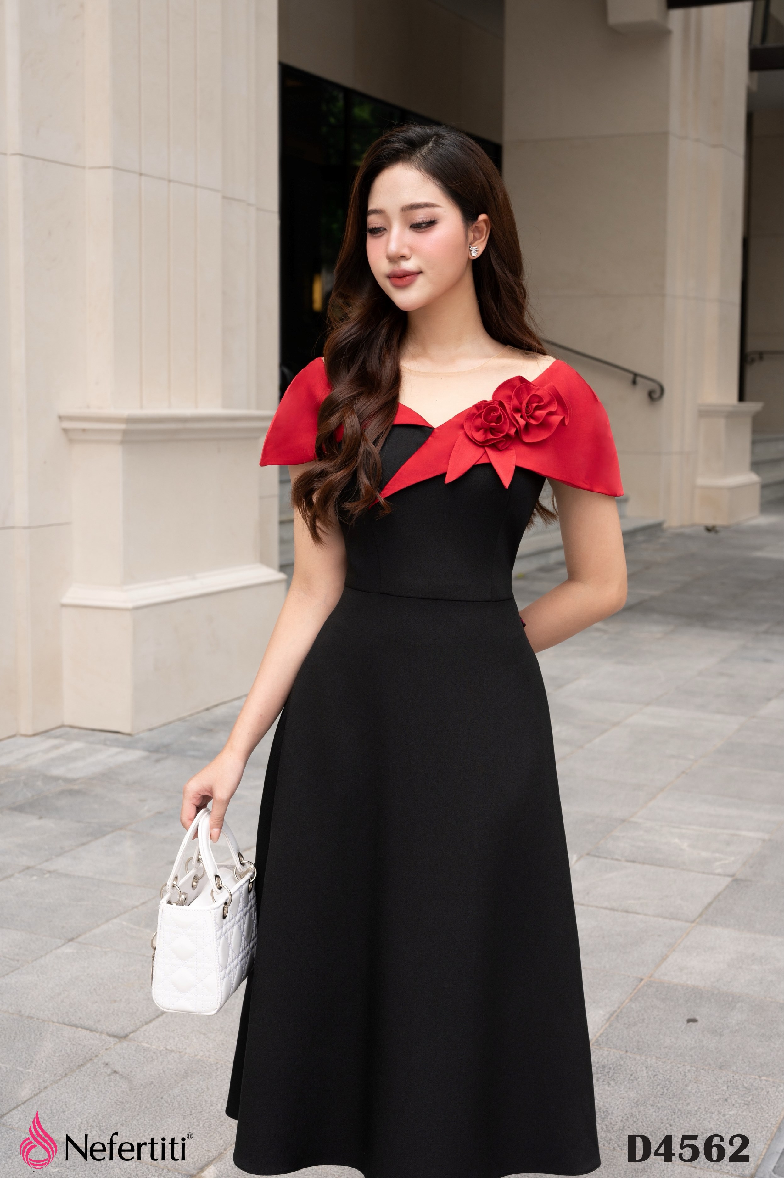 3D4562 - Đầm tiệc đính hoa thiết kế sang trọng trẻ trung