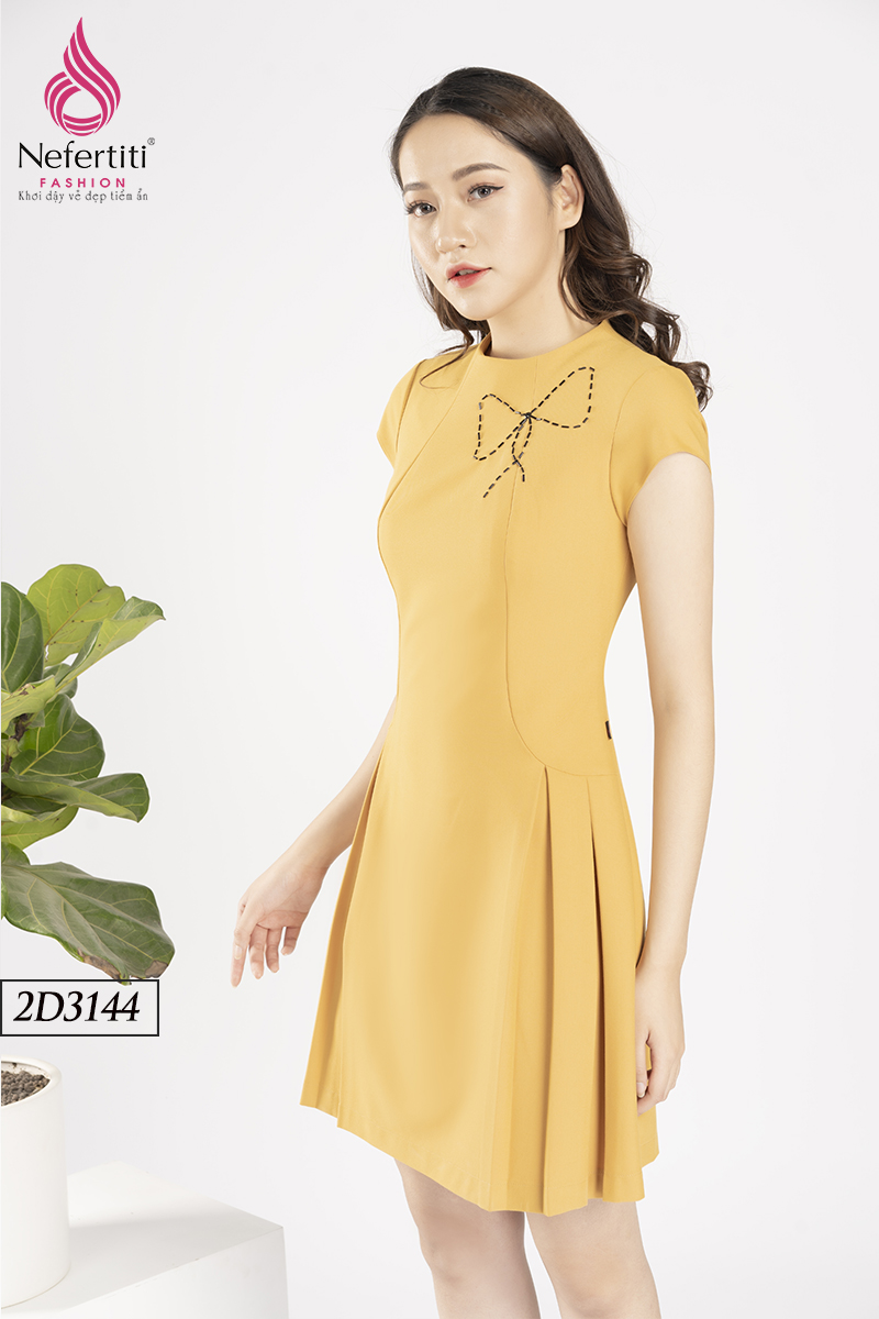 2D3144 - ĐẦM DÁNG A ĐÍNH HỌA TIẾT