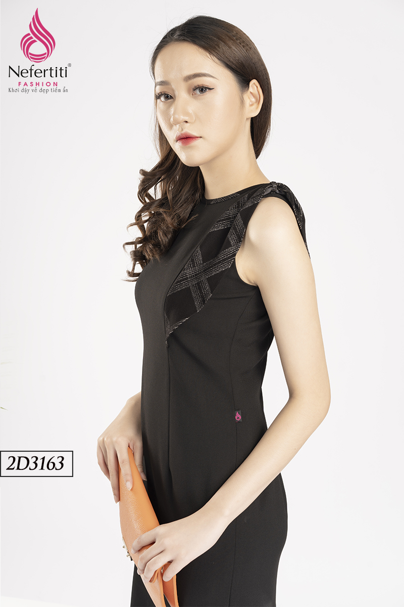 2D3163 - ĐẦM DÁNG ÔM ĐÍNH NƠ VAI