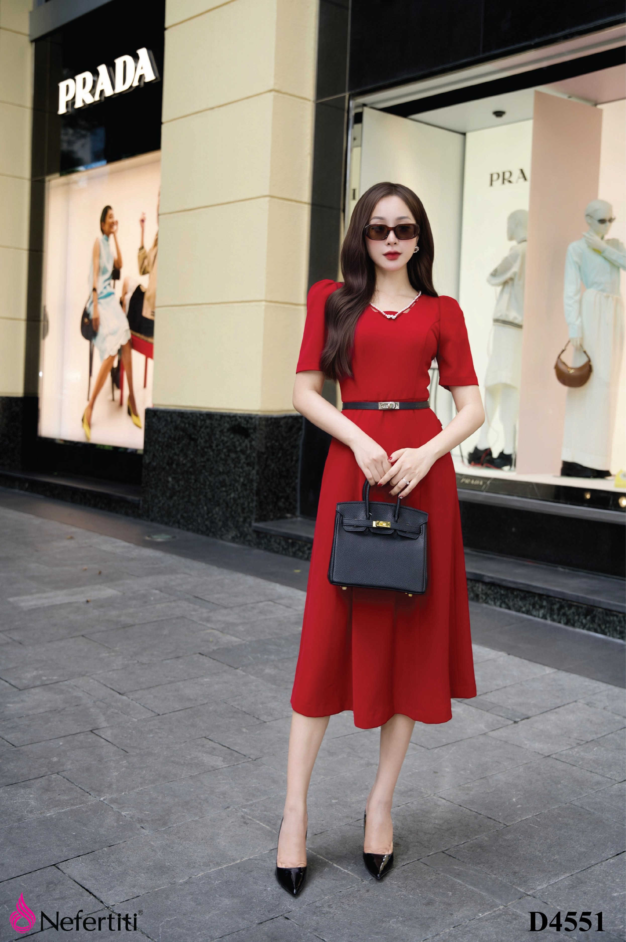 2D4551 - Đầm công sở đỏ xinh