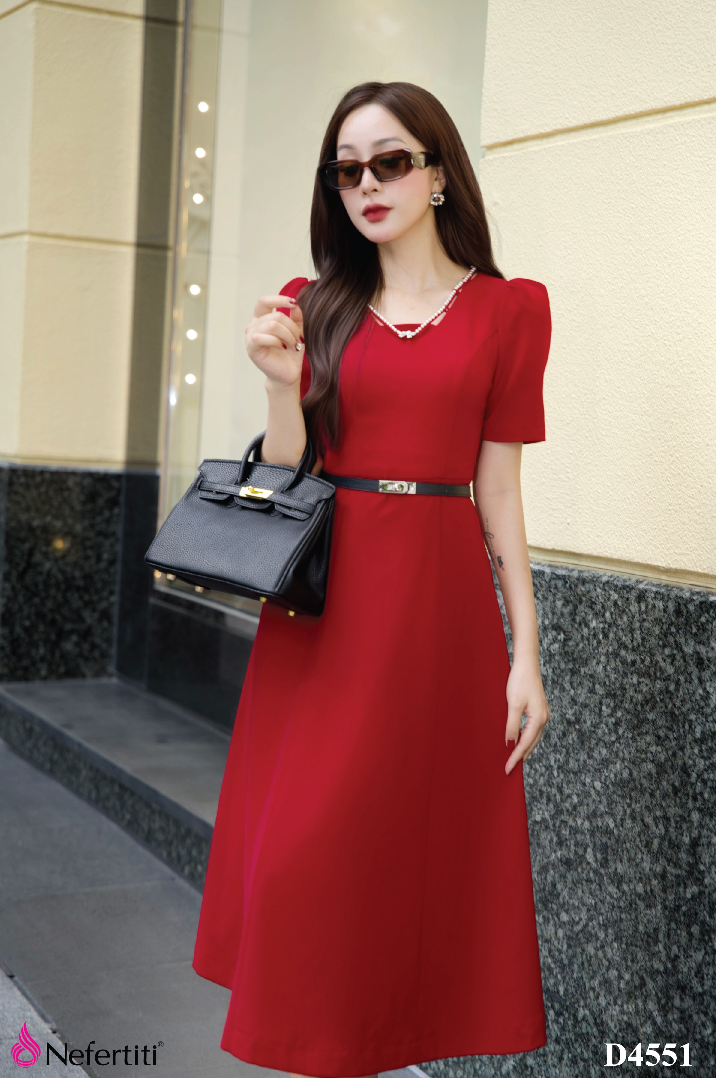 2D4551 - Đầm công sở đỏ xinh