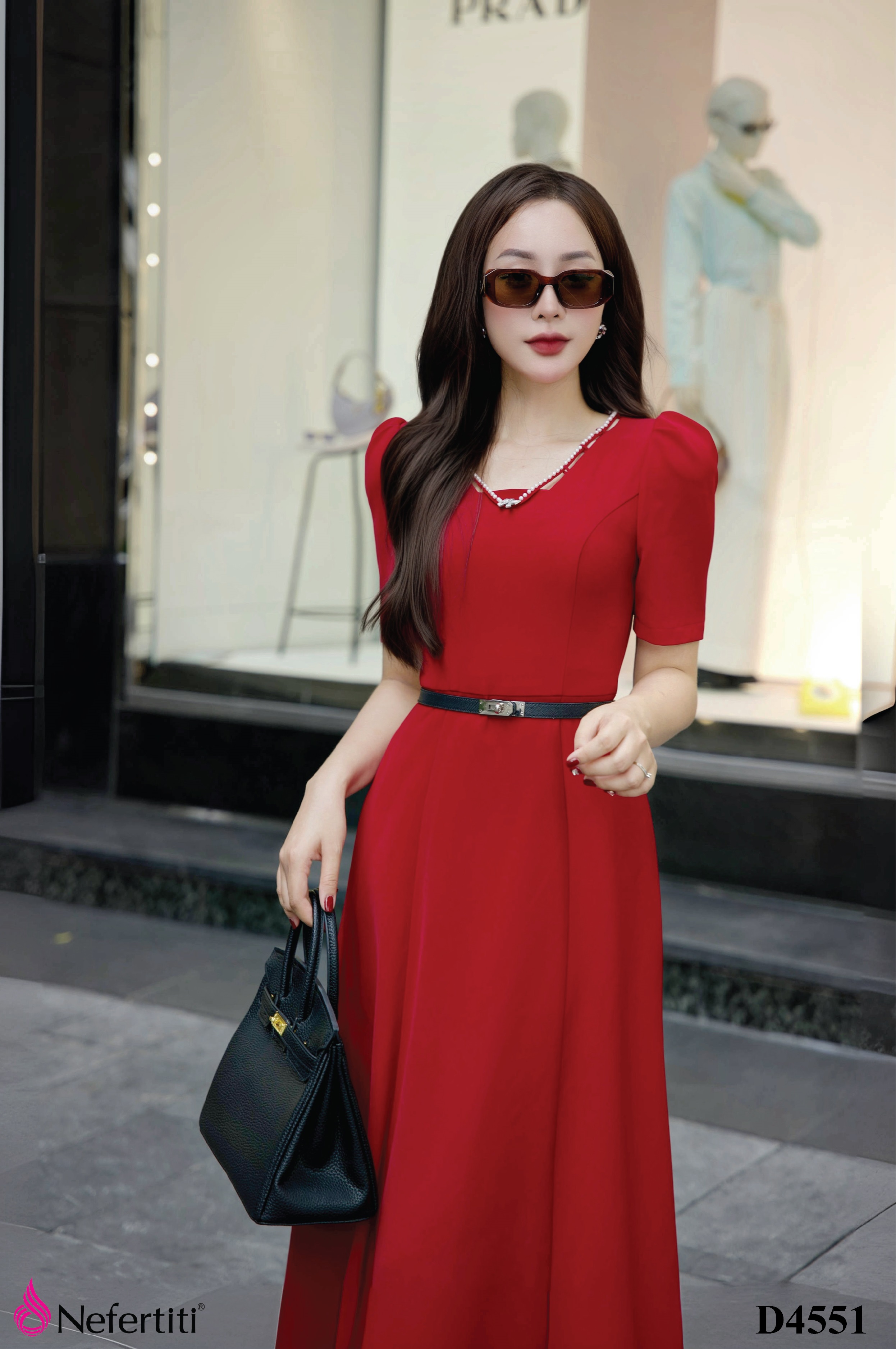 2D4551 - Đầm công sở đỏ xinh