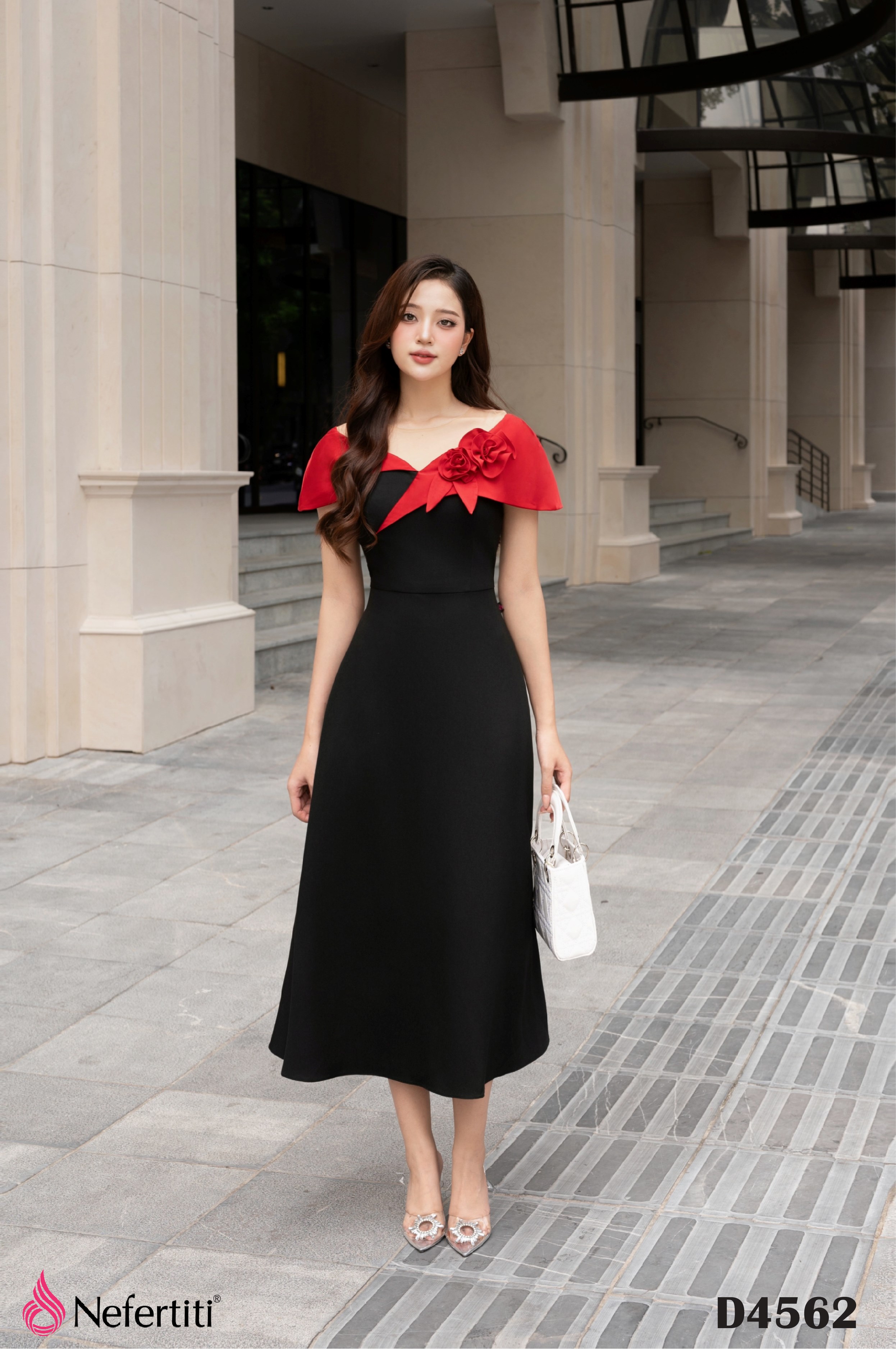 3D4562 - Đầm tiệc đính hoa thiết kế sang trọng trẻ trung