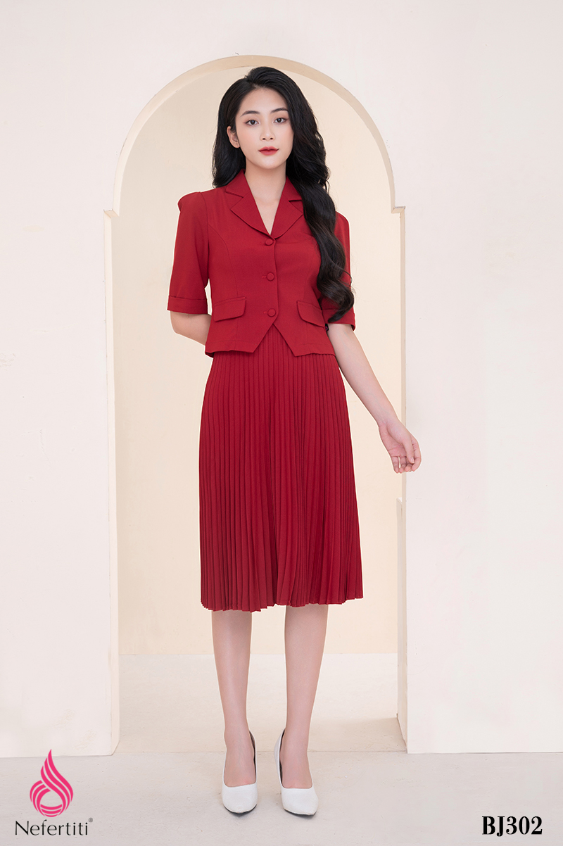 2BJ302 - SET ÁO + CHÂN VÁY XẾP LY