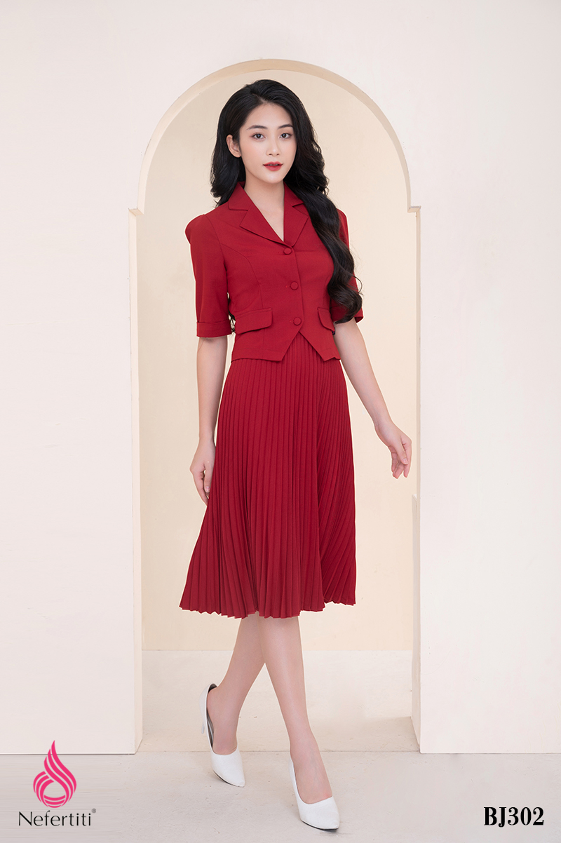 2BJ302 - SET ÁO + CHÂN VÁY XẾP LY