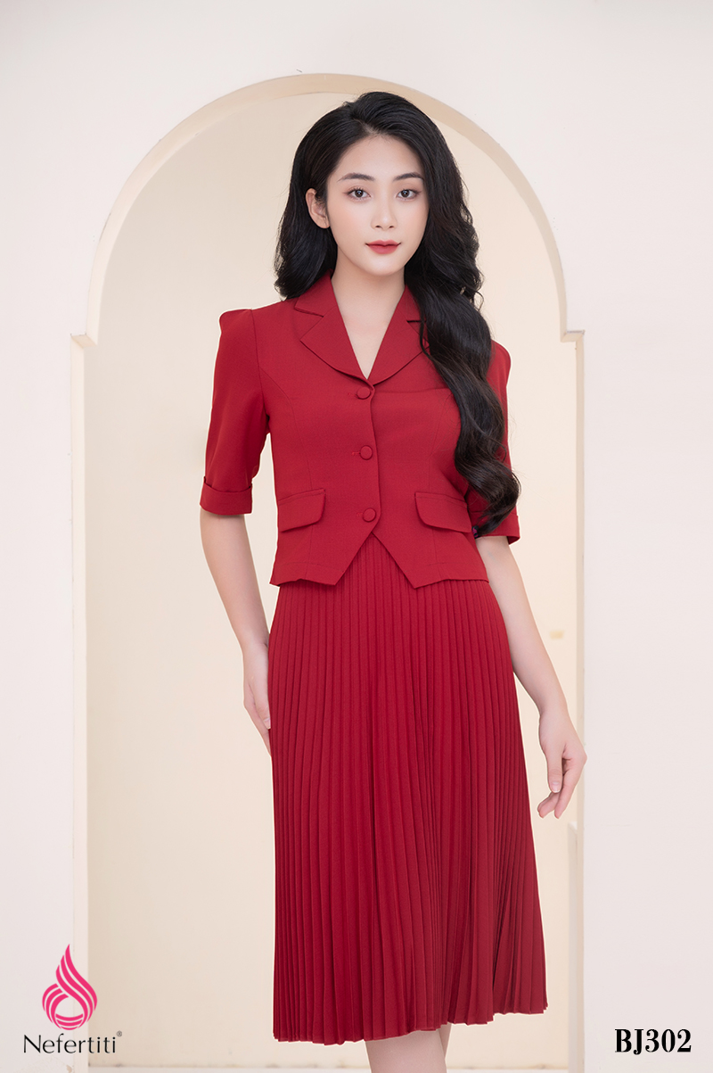 2BJ302 - SET ÁO + CHÂN VÁY XẾP LY