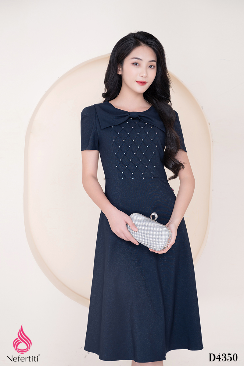 1D4350 - ĐẦM DÁNG XÒE ĐÍNH ĐÁ TRANG TRÍ
