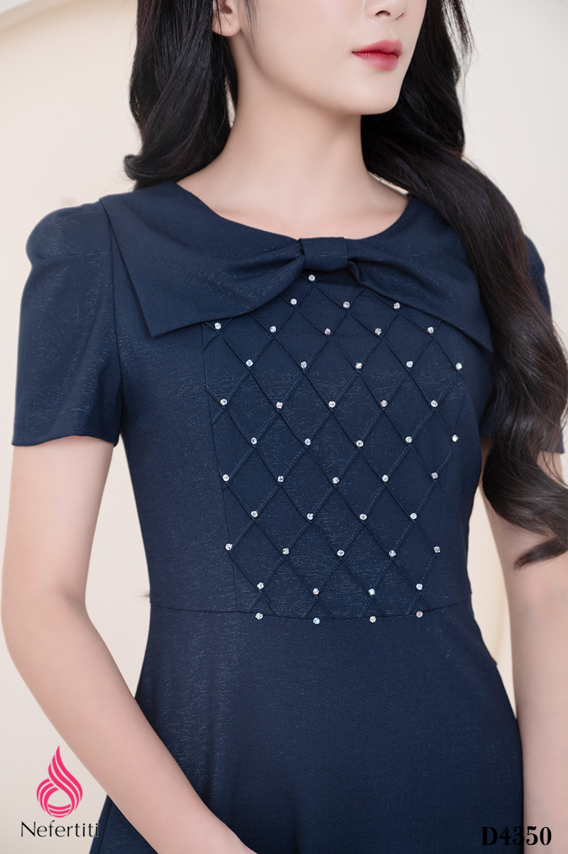 1D4350 - ĐẦM DÁNG XÒE ĐÍNH ĐÁ TRANG TRÍ