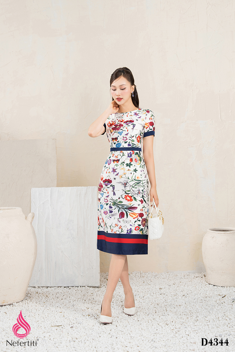 1D4344 - ĐẦM HỌA TIẾT VINTAGE