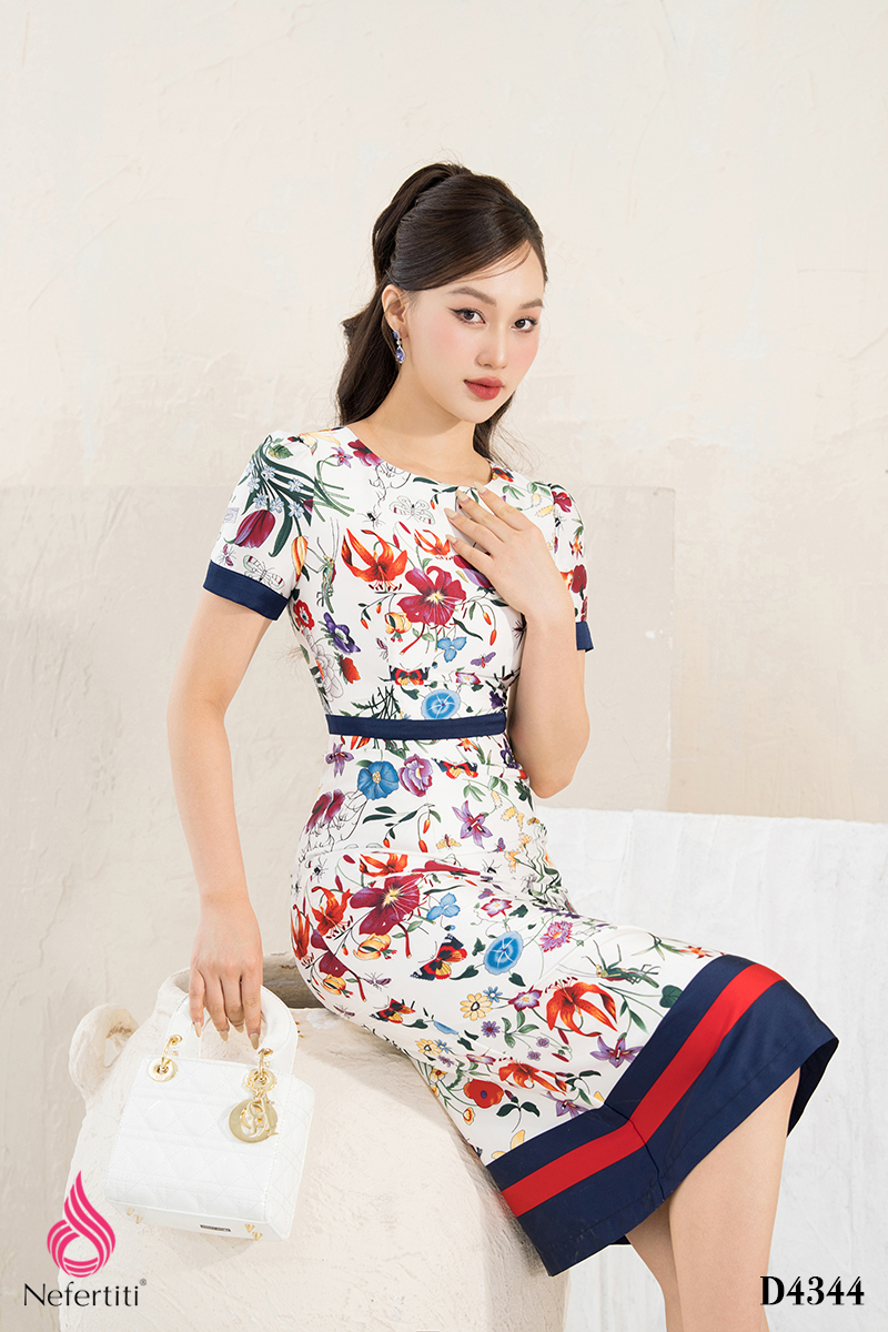 1D4344 - ĐẦM HỌA TIẾT VINTAGE