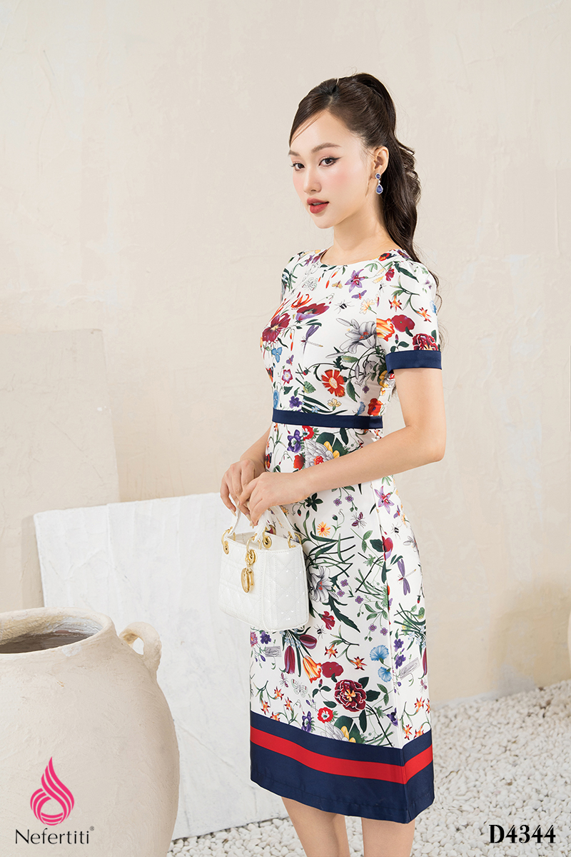 1D4344 - ĐẦM HỌA TIẾT VINTAGE