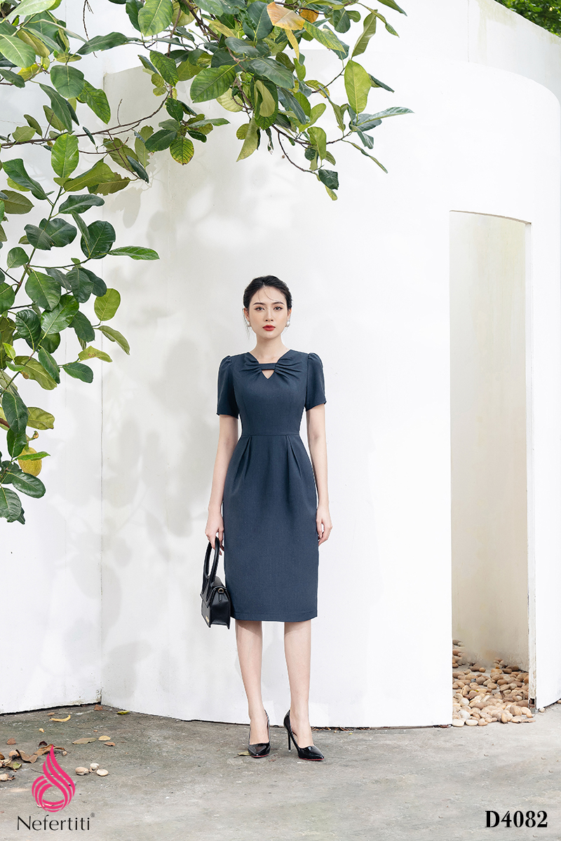 3D4082 - ĐẦM DÁNG ÔM CỔ CÁCH ĐIỆU