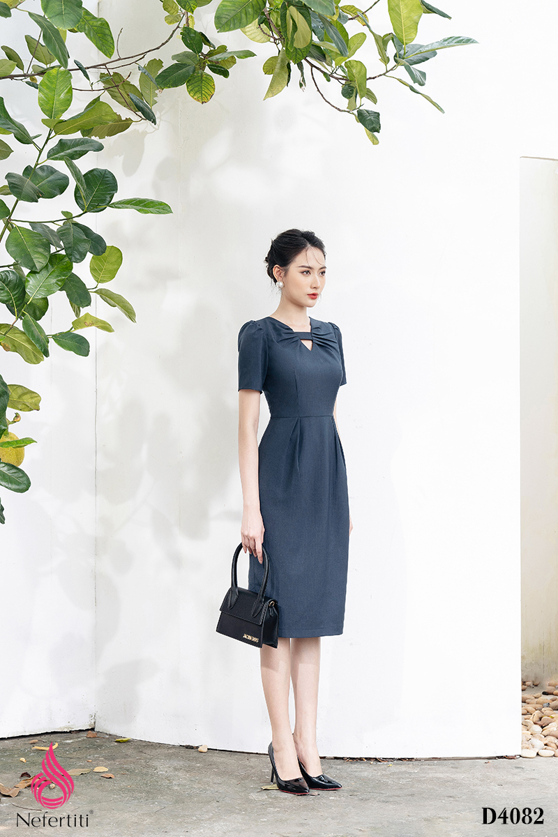 3D4082 - ĐẦM DÁNG ÔM CỔ CÁCH ĐIỆU