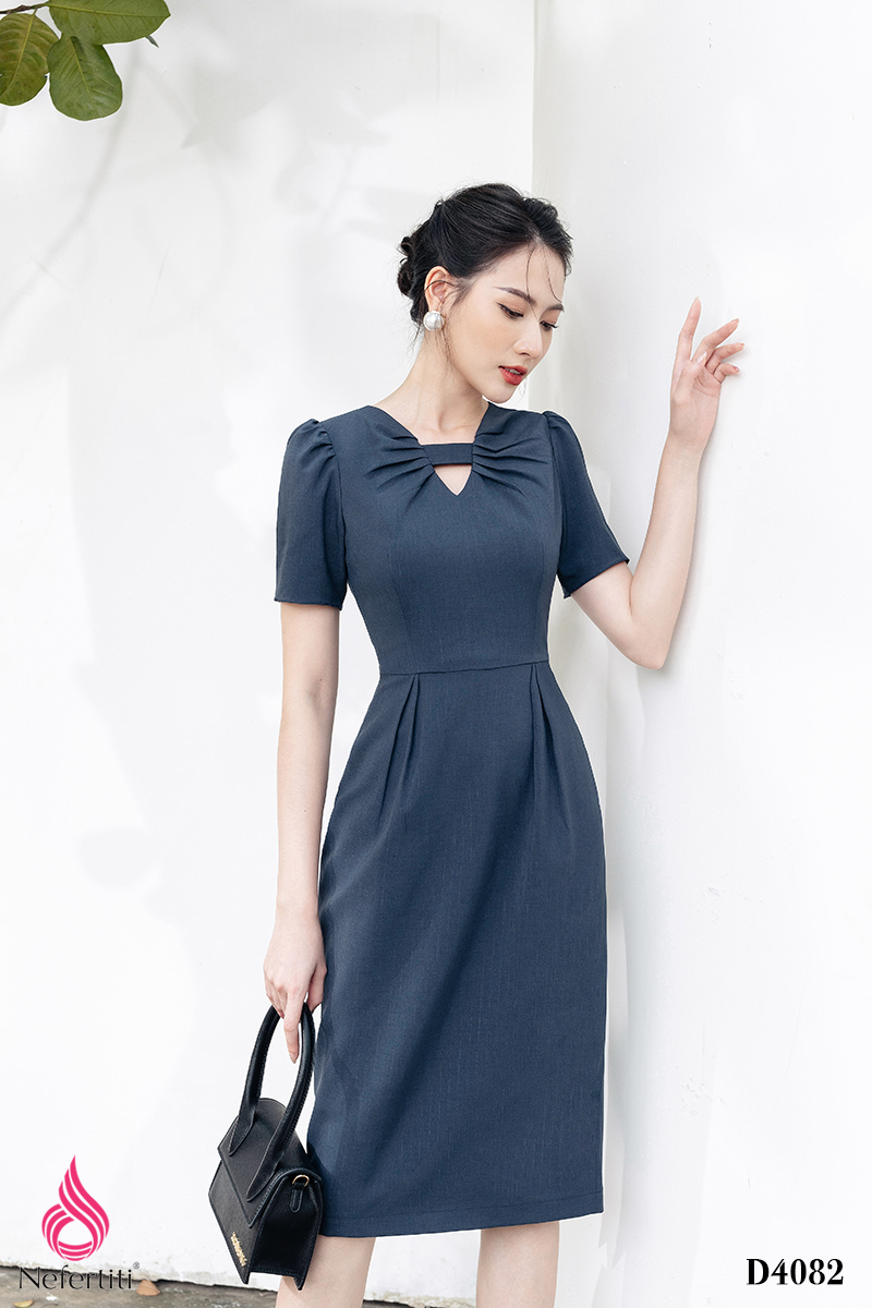 3D4082 - ĐẦM DÁNG ÔM CỔ CÁCH ĐIỆU