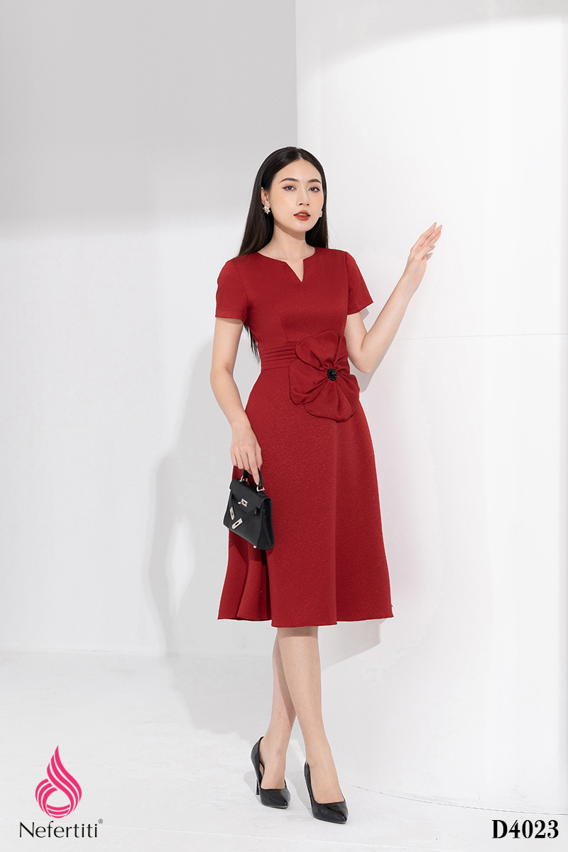 2D4023 - ĐẦM DÁNG XÒE ĐÍNH HOA 3D CÁCH ĐIỆU | Nefertiti Fashion