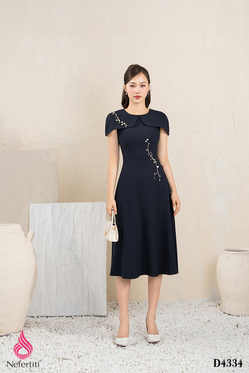 1D4334 - ĐẦM CỔ SEN CÁCH ĐIỆU