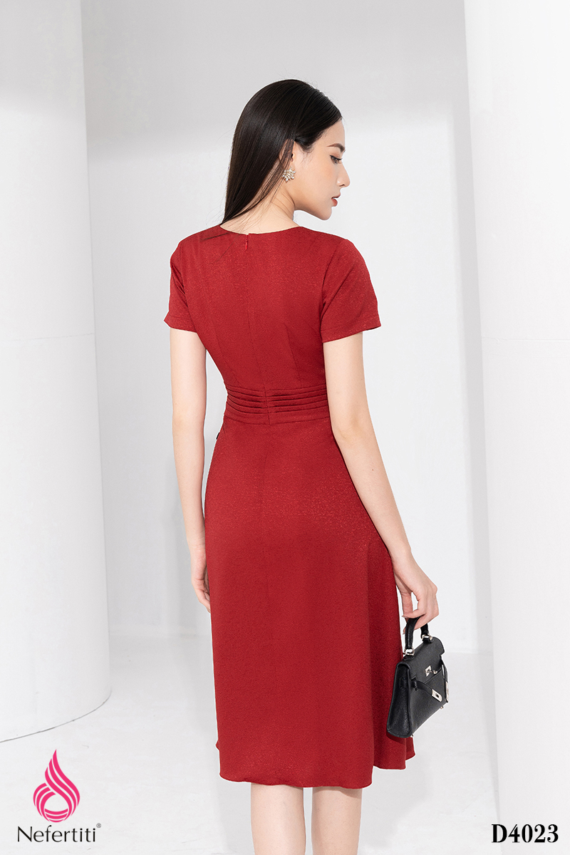 2D4023 - ĐẦM DÁNG XÒE ĐÍNH HOA 3D CÁCH ĐIỆU