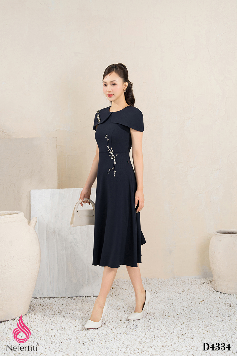 1D4334 - ĐẦM CỔ SEN CÁCH ĐIỆU