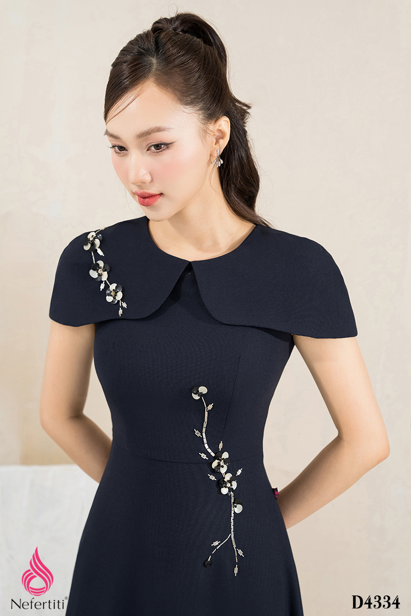 1D4334 - ĐẦM CỔ SEN CÁCH ĐIỆU