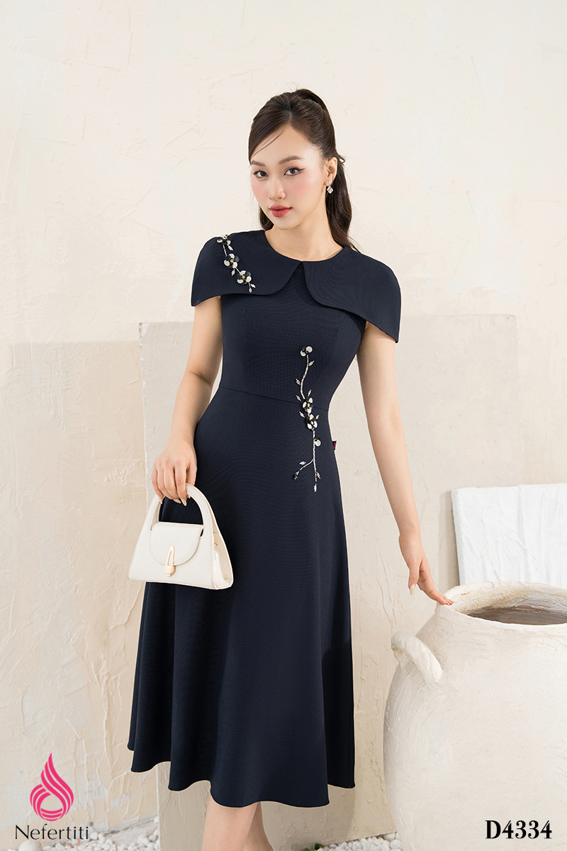 1D4334 - ĐẦM CỔ SEN CÁCH ĐIỆU